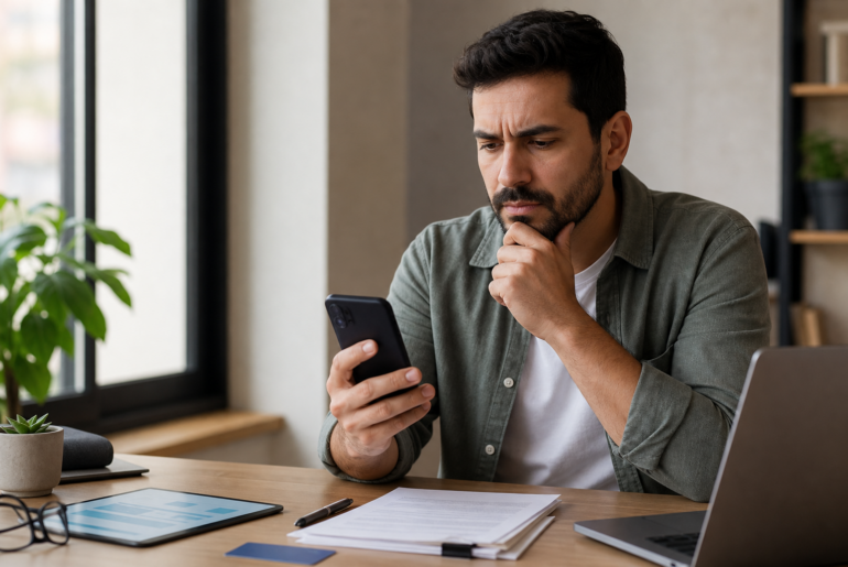 FGTS não caiu na conta: pessoa conferindo o aplicativo FGTS no celular