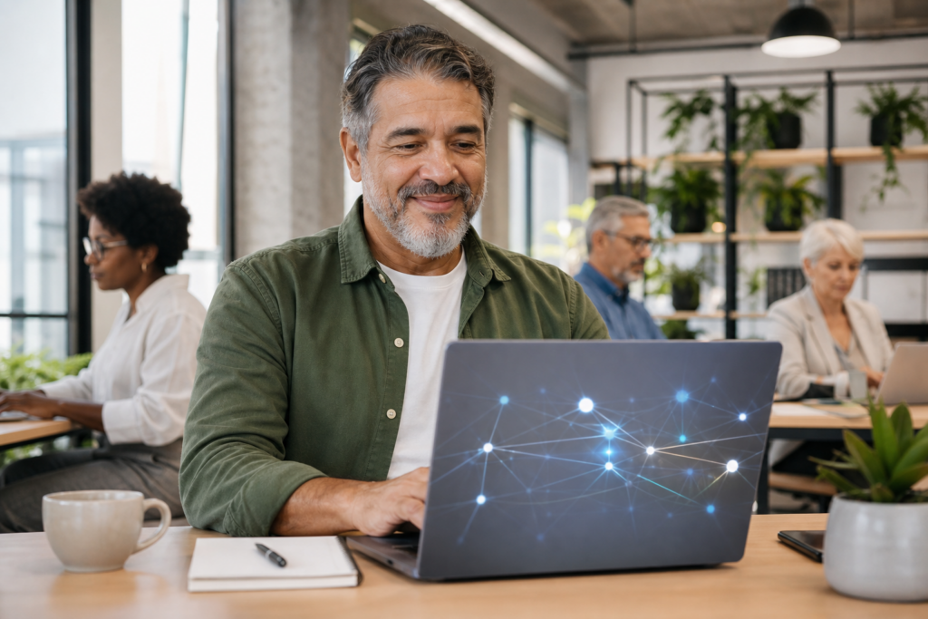 Depois dos 50, a IA pode virar sua vantagem Profissional 50 mais usando IA depois dos 50 como vantagem no trabalho