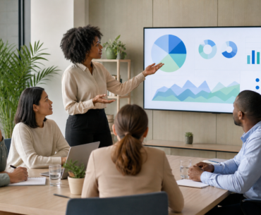 Equipe de RH analisando dados em dashboard para people analytics preditivo com foco humano e ético