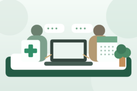 Saúde preventiva no trabalho com RH e colaborador conversando sobre consultas e exames