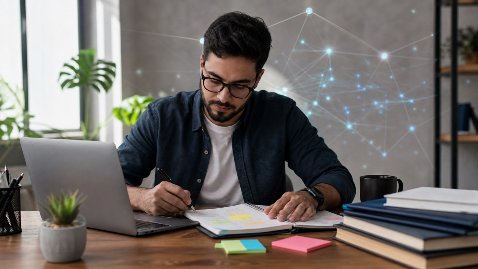 O que aprender sobre IA: pare de colecionar cursos Profissional estudando o que aprender sobre IA com foco em fundamentos e prática no trabalho