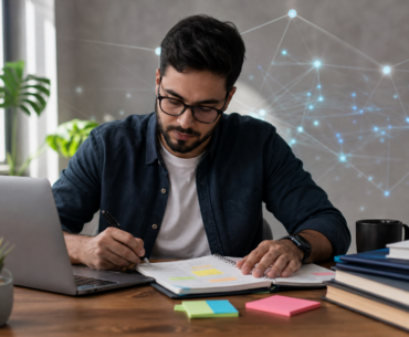 Profissional estudando o que aprender sobre IA com foco em fundamentos e prática no trabalho