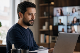 Solidão no trabalho híbrido: profissional conectado por telas, mas distante do time