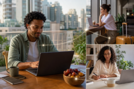 trabalho de qualquer lugar com equipe distribuída e conectada por ferramentas digitais
