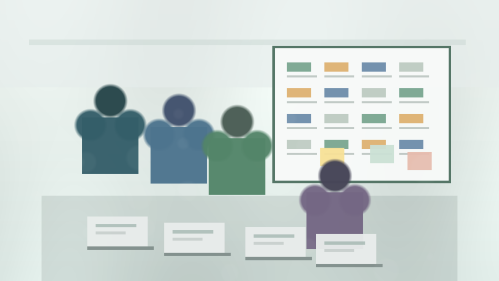 Gaps de competências: como mapear lacunas sem culpar pessoas Equipe de RH analisando uma matriz de competências em reunião de desenvolvimento