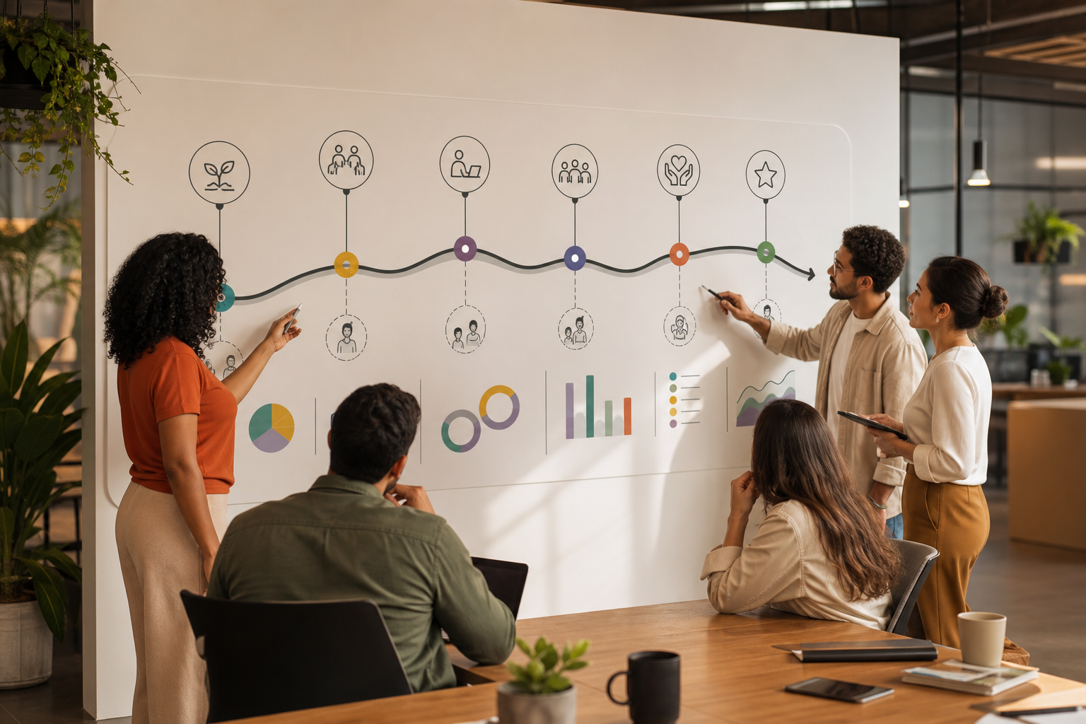 People experience: como medir a experiência real no RH Equipe de RH analisando jornada do colaborador e indicadores de people experience no RH