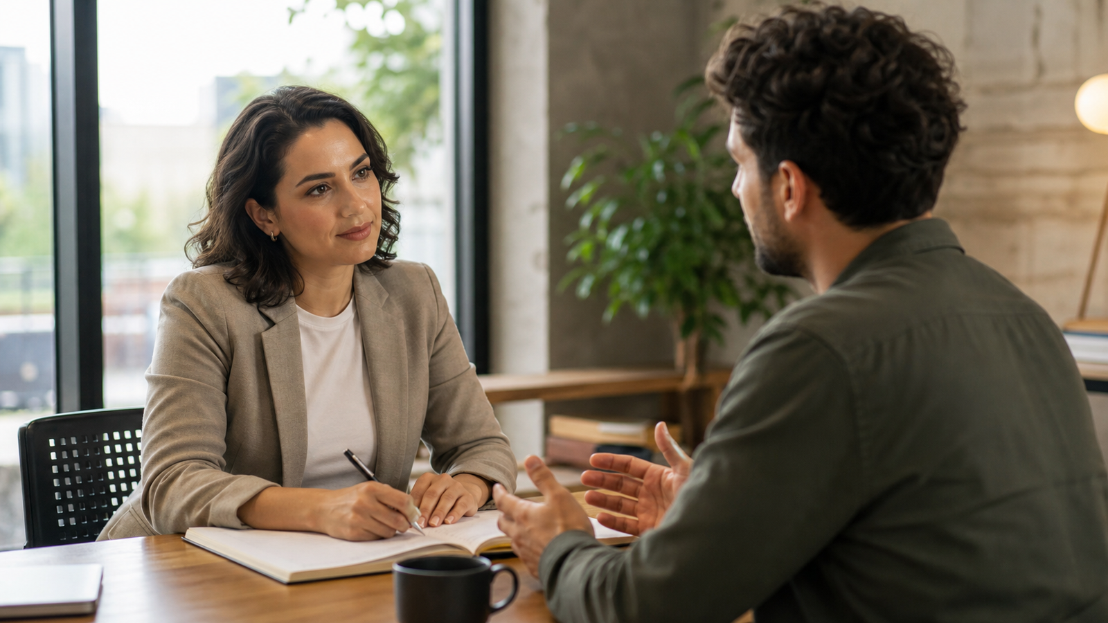 Conversa de carreira: como líderes e RH transformam expectativa em plano real Líder e profissional conversam sobre plano de carreira com próximos passos definidos
