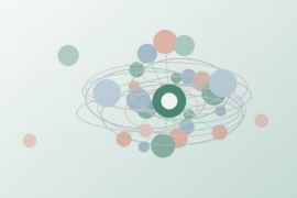Representação abstrata de liderança situacional com círculos conectados em diferentes níveis de autonomia