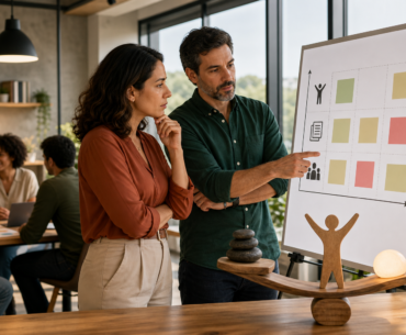 Gestor e RH analisando se o problema do time é motivação, carga de trabalho ou liderança