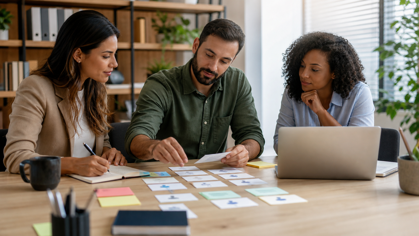 Taxonomia de skills no RH: como organizar habilidades sem virar planilha infinita Profissionais de RH organizam habilidades em cartões para criar uma taxonomia de skills prática