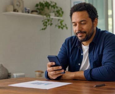 Pessoa consultando saldo FGTS pelo CPF em aplicativo oficial no celular