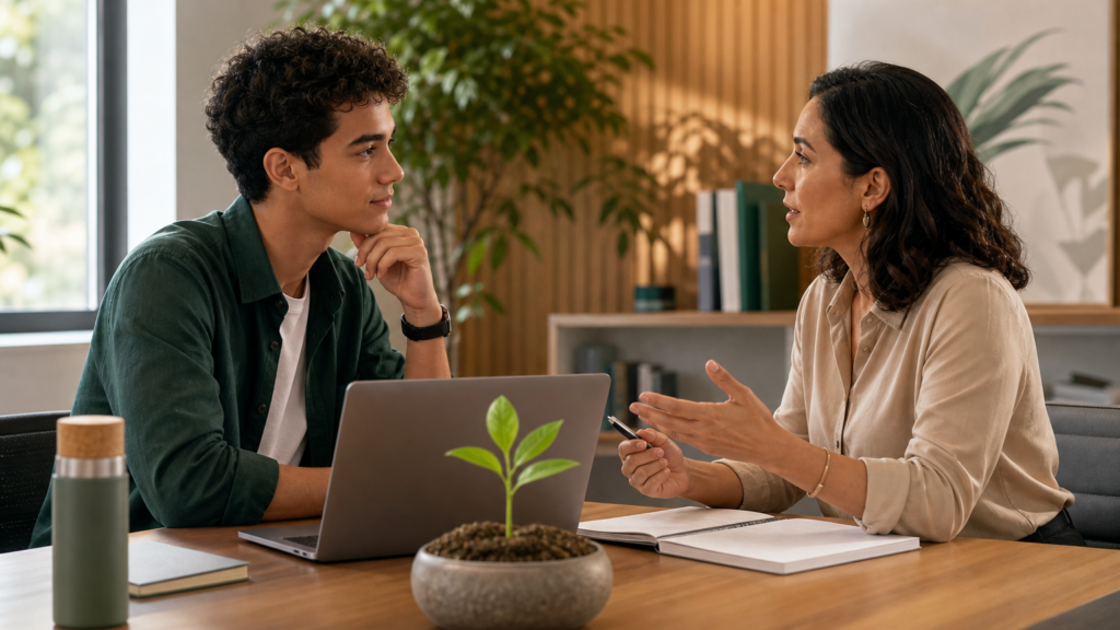 Geração Z não quer ser líder: o problema é o cargo Geração Z não quer ser líder: conversa de carreira entre jovem profissional e liderança de RH