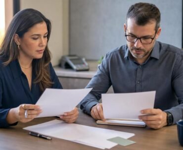Profissionais de RH e compras revisam documentos do Novo PAT 2026 e um cartão de benefícios