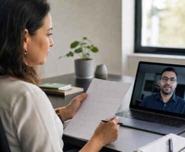 Recrutadora verifica uma entrevista remota com atenção e respeito à pessoa candidata