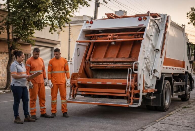 NR-38 e o estribo do caminhão de lixo inspecionado pela equipe de coleta