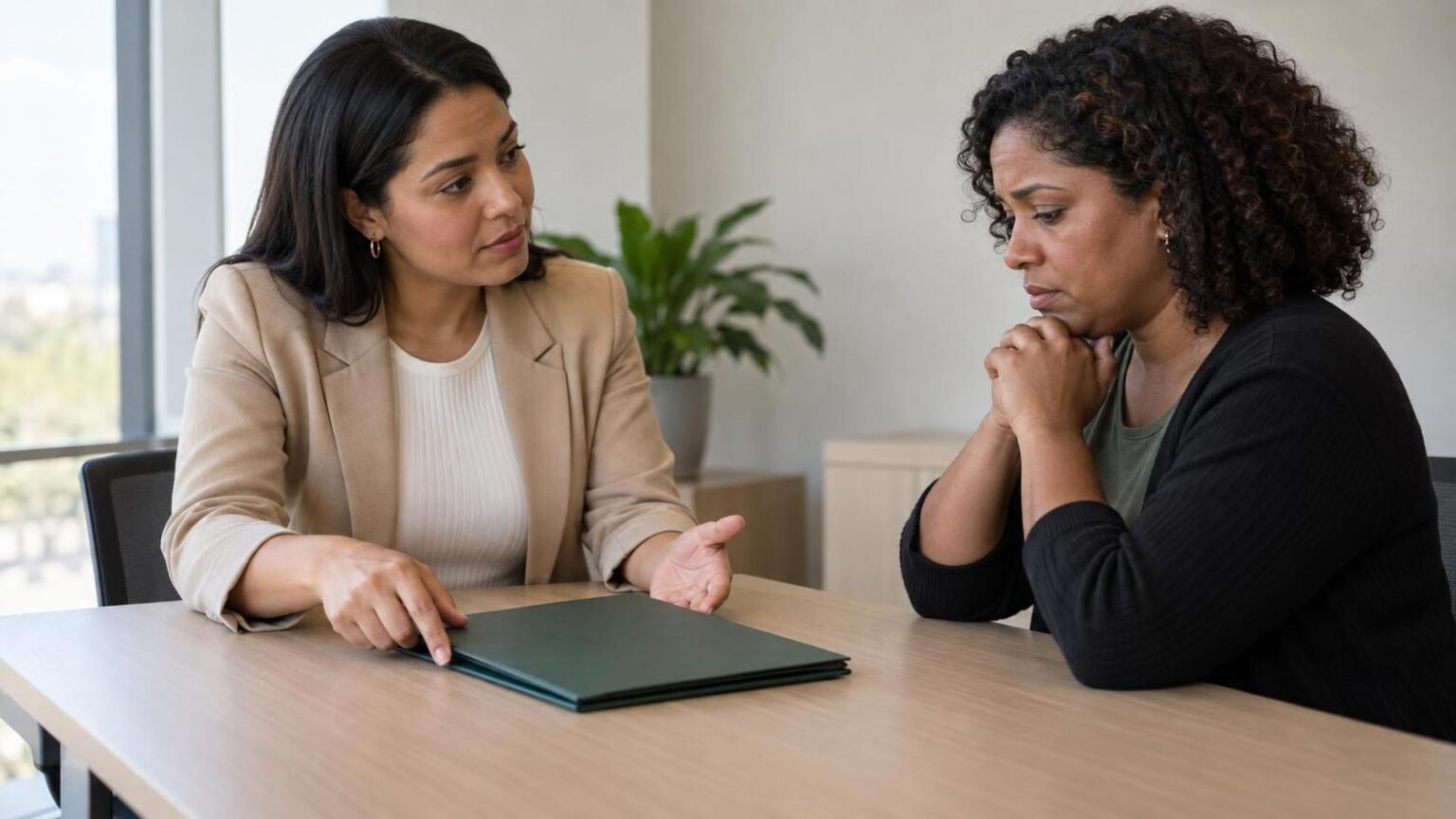 Desconto de plano de saúde na rescisão: RH conversa com trabalhadora antes do acerto