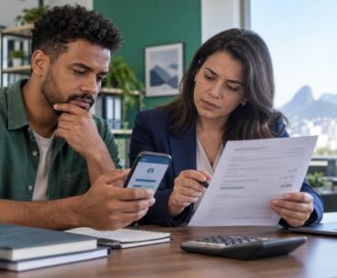 Salário errado na Carteira Digital: trabalhador e profissional de RH conferem os dados da folha